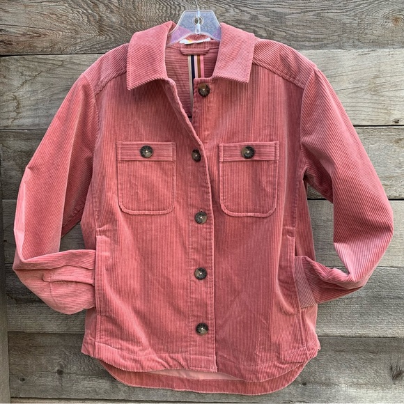 Boden Shacket Jacket Womens 6 Corduroy Pink Long Sleeve Button Wide Wale Shirt - Picture 3 of 16